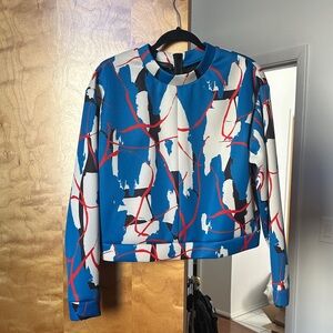 Cedric Charlier Abstract Blue Women's Structured Top